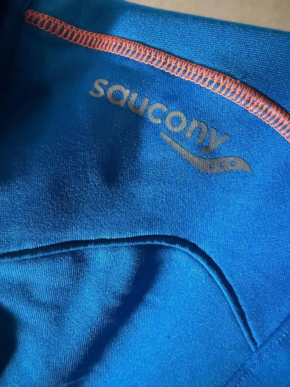 Saucony Men's Performance Blue and Orange Half-Zip Athletic Running Pullover